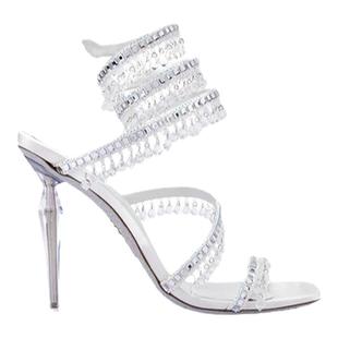 【折扣倒计时】RENE CAOVILLA 白色女士水钻高跟凉鞋