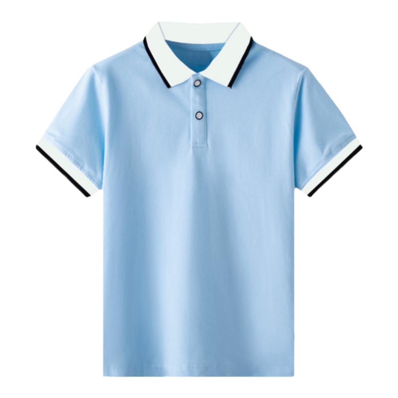 夏季短袖校服男女童白色polo衫中小学生浅蓝色班服幼儿园教师服装