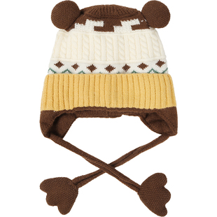 冬季儿童棉布内里防寒保暖毛线帽宝宝户外护耳针织帽子中大童帽子