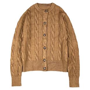 女神降临林周京文佳煐赵露思同款毛衣圆领麻花百搭针织开衫上衣