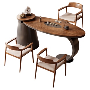 现代实木茶桌椅组合办公泡茶一体茶桌家用阳台茶桌新中式泡茶桌