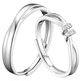 迪士尼爱意交织情侣对戒925银戒指女款轻奢小众高级感送女友礼物