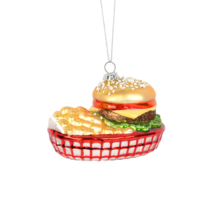 圣诞装饰用品创意玻璃彩绘蛋糕汉堡包造型吊饰圣诞树装扮食物挂件