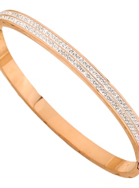 钛钢电镀双排镶钻手镯不掉色