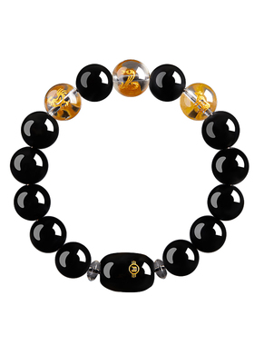 2026马年本命年黑曜石三合手串