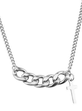 拼接十字架酷帅风钛钢短项链