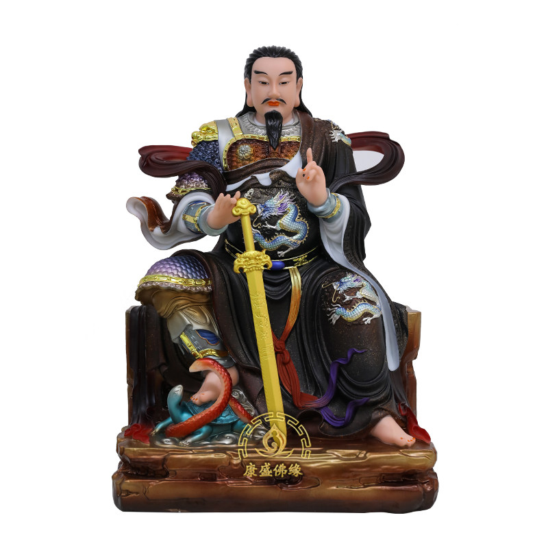 玄天上帝汉白玉招财神像摆件