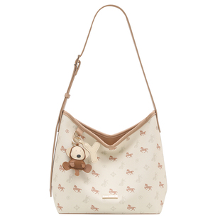 香港品牌托特包2026新款飞马老花腋下包通勤HOBO包单肩斜挎水桶包