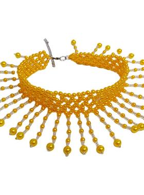 仿珍珠项链女多层流苏锁骨链项圈