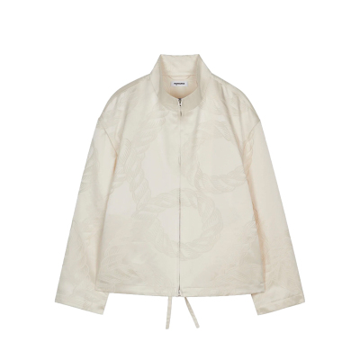 无限绳索真丝羊毛提花拉链夹克