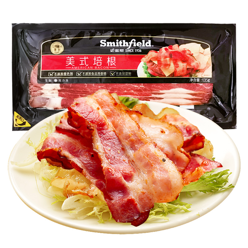 史蜜斯原切培根肉早餐家用美式烘焙食材烧烤手抓饼配菜