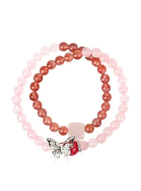 柏利来天然水晶粉晶草莓晶手链