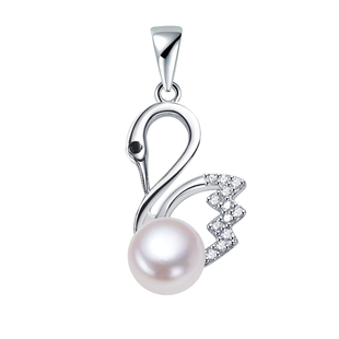 天然淡水大小真珍珠s925纯银小天鹅向日葵吊坠项链女单颗简约项链