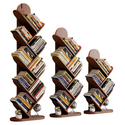 【全实木】树形书架落地置物架