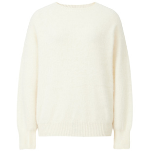 甜美蓬松拉绒山羊绒衫女MOFAN摩凡2025秋冬新款霜白色羊毛针织衫