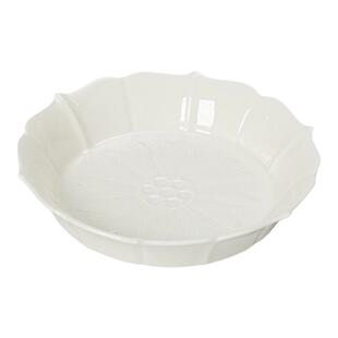 画续白瓷浮雕莲花壶承干泡台盖碗底托茶承垫陶瓷茶点盘壶托果盘