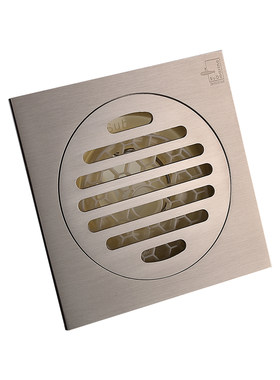 潜水艇官方正品地漏LTF50-12精铜亚光拉丝面12X12CM面板亚银色