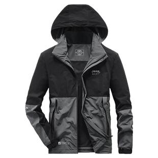 吉普JEEP外套男秋季中年爸爸大码加肥加大风衣春秋款休闲运动夹克