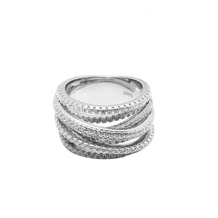 JollyMolly小众设计师原创chic百搭重工925银闪亮细多层戒指女