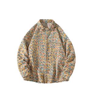 小香风千鸟格外套男春季2025新款设计感痞帅大码高级衬衫外套潮牌