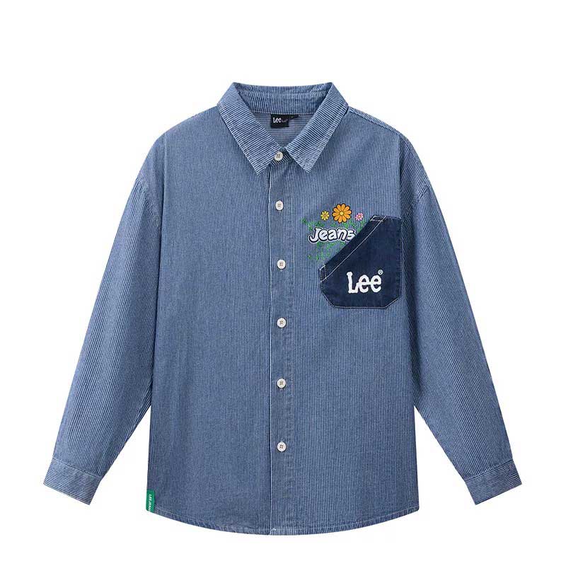 Leekids儿童牛仔刺绣衬衫