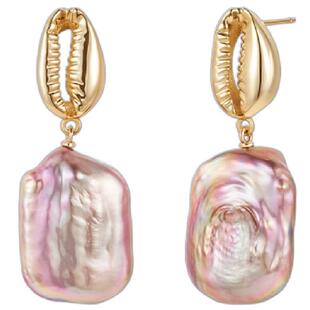 Amber Lollipop巴洛克珍珠耳钉女紫色方糖高级耳环小众轻奢耳饰