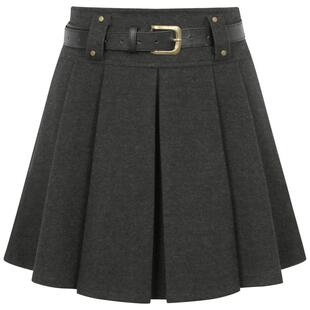 朵以2025冬季新款学院风通勤显瘦毛呢短裙A字半身裙高腰百褶裙