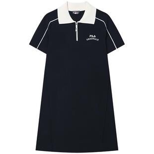 杨幂同款FILA斐乐女子针织连衣裙2026夏季新款优雅修身POLO裙子