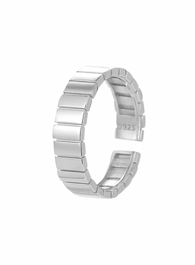 透莎重工条纹S925纯银戒指女