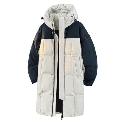 90白鸭绒中长款连帽羽绒服情侣款