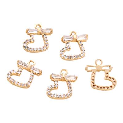 14K包金保色镶锆石皇冠爱心吊坠