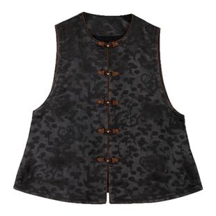 【‌望山楹】重缎香云纱新中式马甲桑蚕丝宽松国风马夹外套夏2622