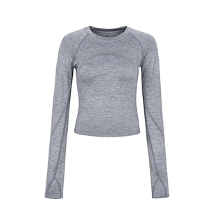 annerun秋冬普拉提训练服女长袖健身运动上衣跑步透气修身瑜伽服