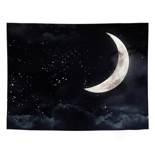 月亮星空ins挂布卧室床头宿舍遮挡墙面装饰背景画布网红直播挂毯