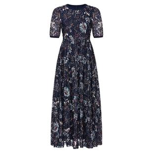 名兰世家原创设计夏季优雅轻奢A字裙重磅蕾丝时尚日常显瘦连衣裙