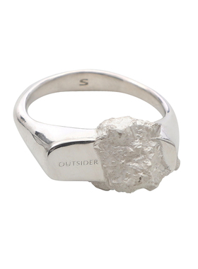 OUTSIDERINSIDE 石块腐蚀戒指 925银抛光结合烧白工艺 STEEP系列