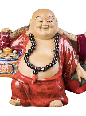 瓷器弥勒佛罗汉工艺石湾公仔瓷器工艺品家居装饰品弥勒佛陶瓷摆件