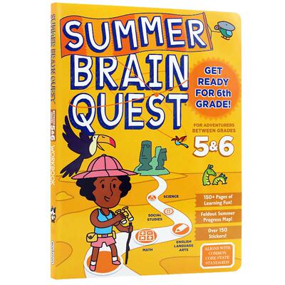 进口英文原版正版 Summer Brain Quest:Between Grades 5&6大脑任务 暑期练习册5-6年级 美国学前练习获奖系列