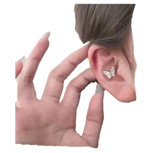 独特超闪蝴蝶耳钉女纯银针新款2026爆款耳饰螺丝拧扣高级感耳蜗钉