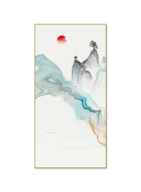 屏风半透明纱画新中式隔断装饰