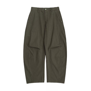 复古设计感褶皱工装裤男秋冬潮牌纯棉宽松弯刀裤美式直筒休闲裤子