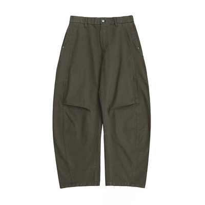 复古设计感褶皱工装裤男