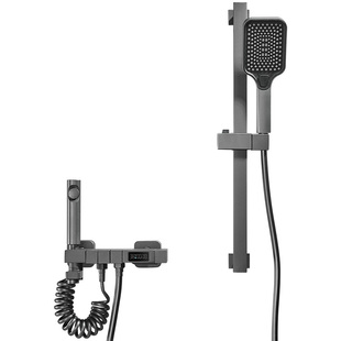 枪灰色淋浴花洒套装家用全铜恒温浴室沐浴淋雨洗澡简易花洒无顶喷