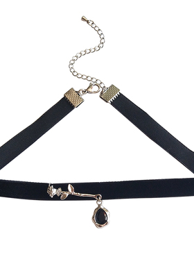 Alice原创玫瑰水滴黑丝绒choker