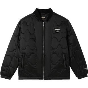 【太空少年】BOYLONDON秋冬男女款棒球领外套黑色老鹰棉服N29007