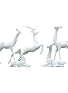 艺家乡雕塑抽象小区草坪梅花鹿