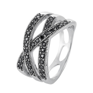 欧美复古时尚简约气质黑钻编织缠绕花藤多层装饰戒指男女指环百搭