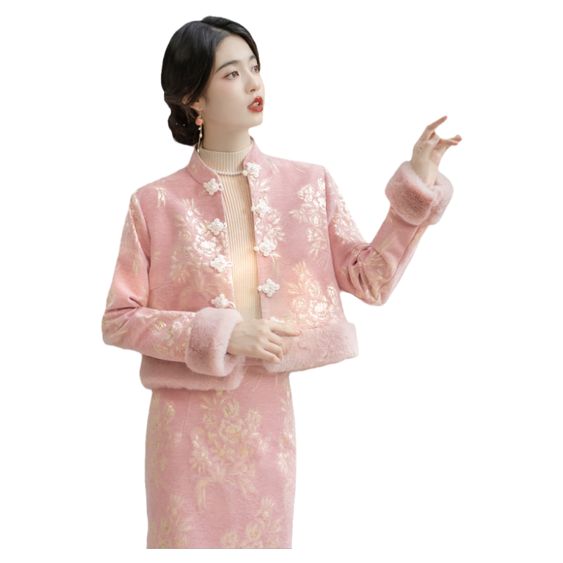 新中式女装秋季中式复古冬季旗袍上衣盘扣汉服改良唐装中国风套装