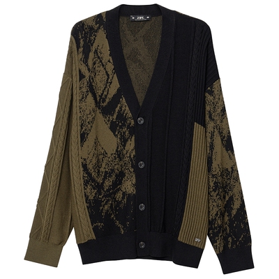 JDV商场同款绿色提花针织开衫