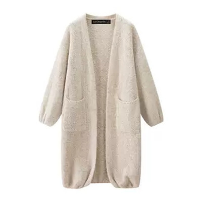 拉夏贝尔/La Chapelle慵懒风中长款毛衣外套秋冬新款宽松针织开衫